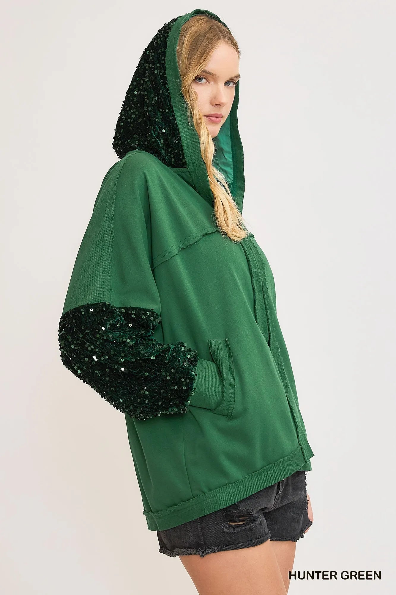 Umgee Sequined French Terry Jacket