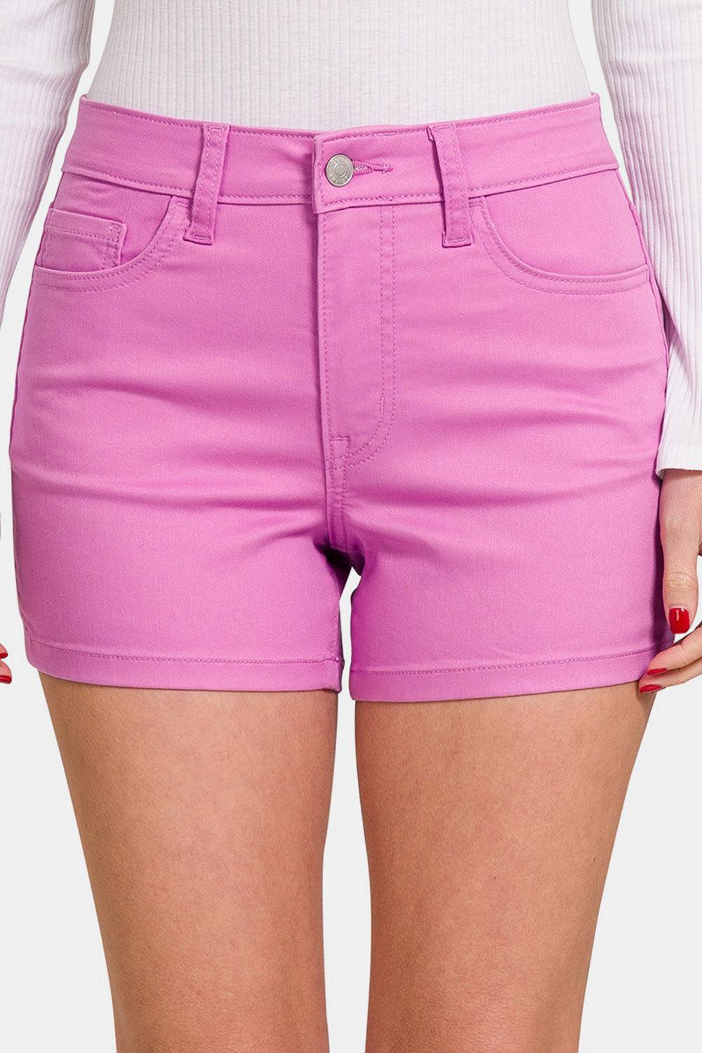 Zenana High Waist Denim Shorts Mauve Shorts