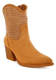 Tan Bimmy Woven Pointy Western Boots | Boots Daverri Fashions