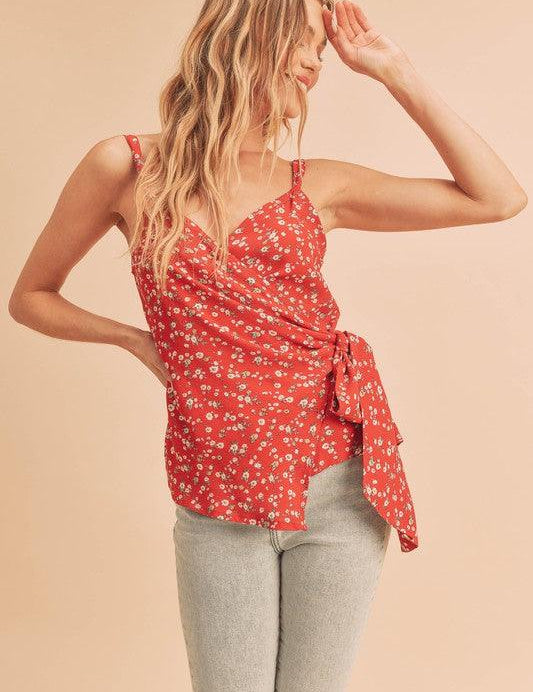Aemi + Co Ditsy Floral Surplice Adjustable Straps Cami | Camisoles Daverri Fashions