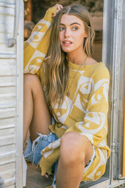 And The Why Checkerboard Sweater with Yin Yang Pattern | Sweaters Daverri Fashions