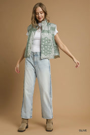 Umgee Bandana Print Quilted Puffer Vest | Vest Jackets Daverri Fashions