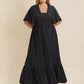 Plus Size Boho Ruffled Maxi Dress with Flutter Sleeves - DAVERRI FASHIONS