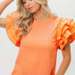 BiBi Knit Top Woven Ruffle Tiered Sleeves - DAVERRI FASHIONS