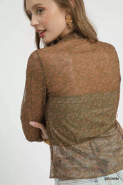 Umgee Nylon Lace Mesh Long Sleeve Top | Tops Daverri Fashions
