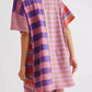 Striped Oversized Half Button Shirt Dress - DAVERRI FASHIONS