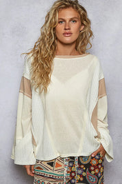 POL Contrast Round Neck Long Sleeve T-Shirt | T-Shirts Daverri Fashions