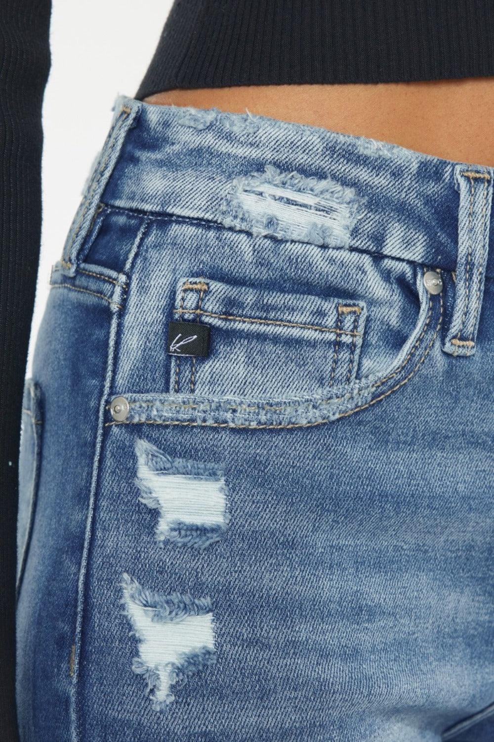 Kancan High Rise Wide Waistband Slim Straight Jeans | Jeans Daverri Fashions
