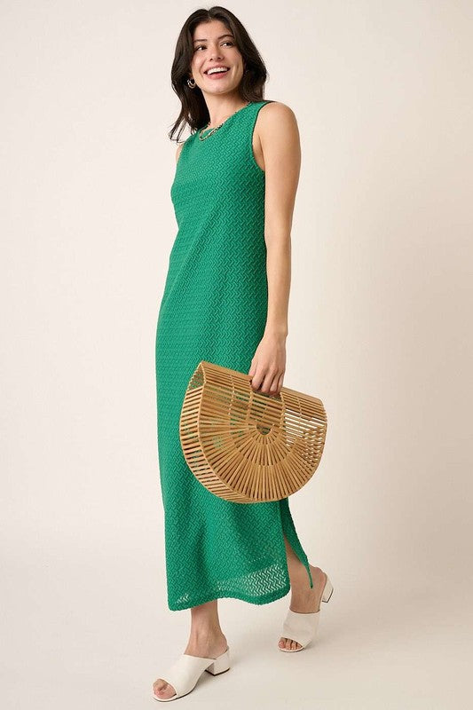 Mittoshop Side Slit Round Neck Sleeveless Dress Maxi Dresses