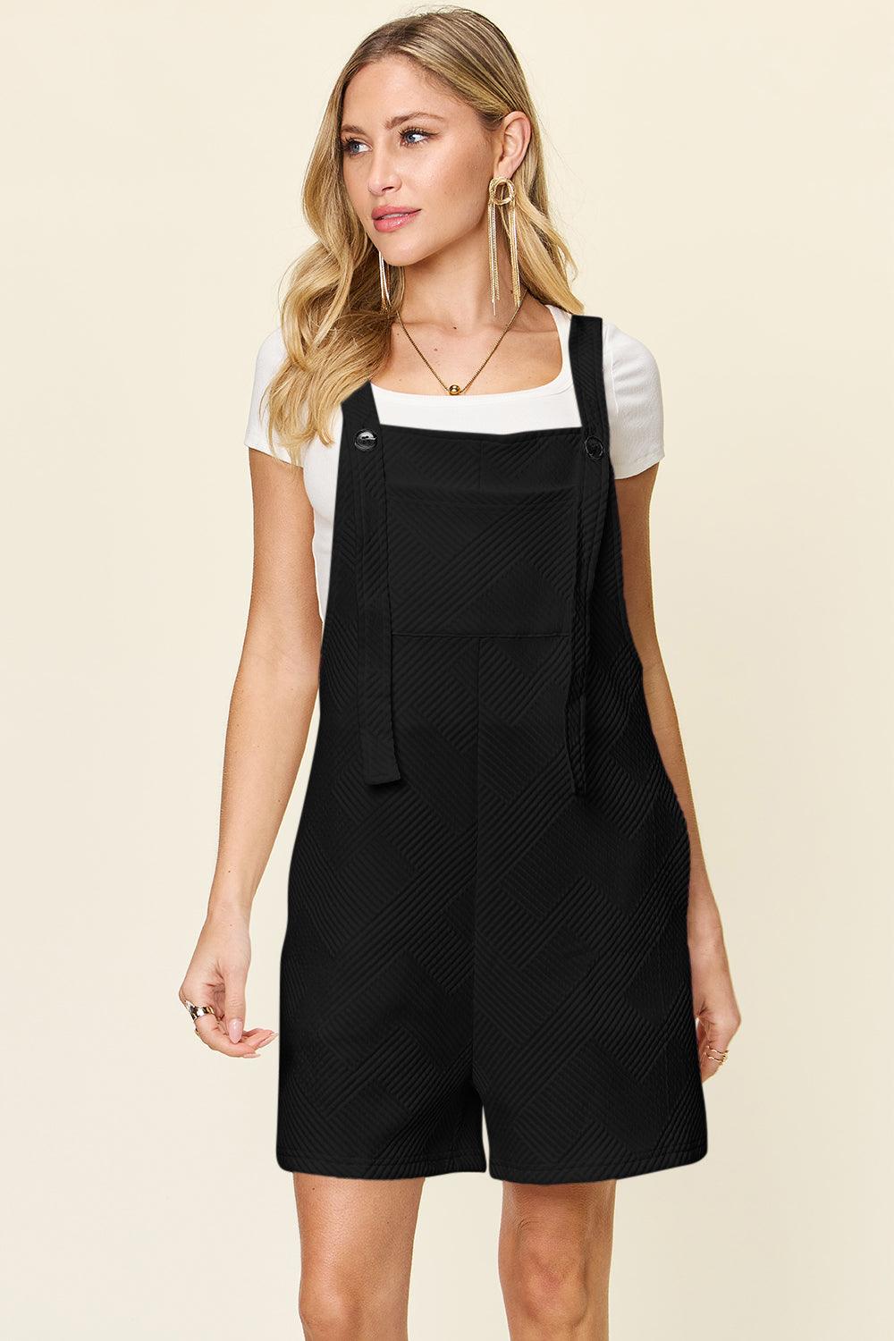 Double Take Full Size Textured Shortalls Shortalls