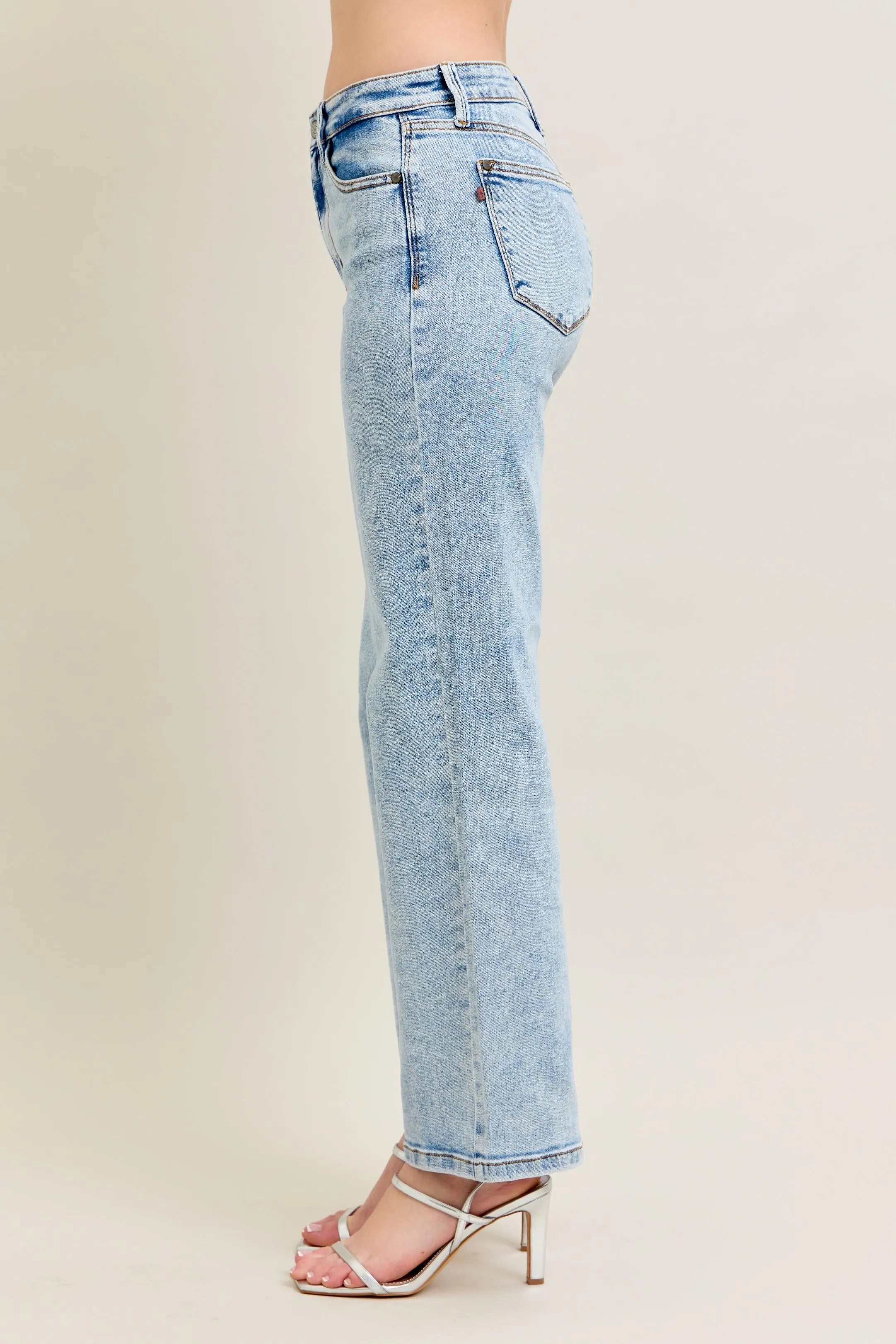 Judy Blue Full Size High Waist Stone Wash Straight Jeans Plus Size | Jeans Daverri Fashions