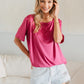 Sew In Love Full Size Square Neck Short Sleeve Top Fuchsia