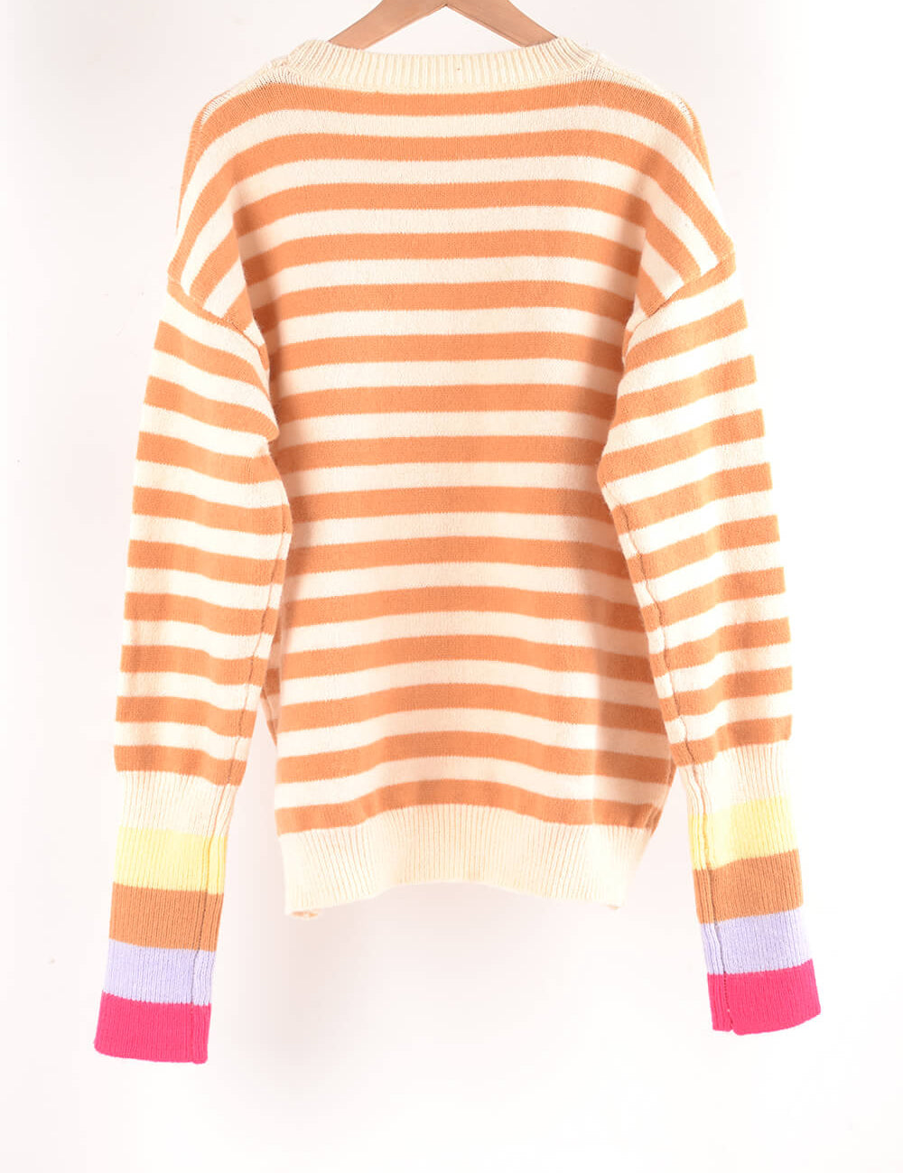 Angel Wings Warm Spice Striped Round Neck Sweater | Sweaters Daverri Fashions
