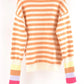 Angel Wings Warm Spice Striped Round Neck Sweater - DAVERRI FASHIONS