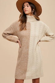 Annie Wear Color Block Turtleneck Sweater Dress | Sweaters Daverri Fashions