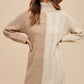 Annie Wear Color Block Turtleneck Sweater Dress Knee Length Dresses