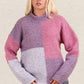 VERY J Color Block Mock Neck Drop Shoulder Sweater Purple Sweaters