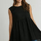 Umgee Full Size Raw Hem Linen Round Neck Sleeveless Top Plus Size Black 1XL Tops