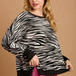 Umgee Zebra Striped Fleece Pullover Sweater Shirt - DAVERRI FASHIONS