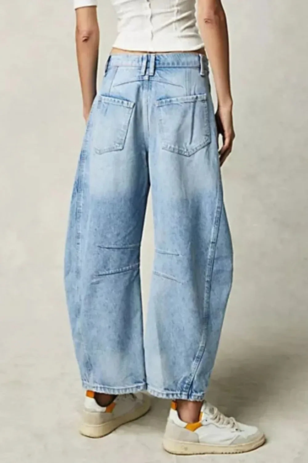 Retro Barrel Jeans with Pockets - DAVERRI FASHIONS
