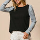 BiBi Cable Sweater Knit Top with Contrast Puff Sleeve - DAVERRI FASHIONS