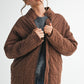 Brown Dixie Jacket with velvety quilted texture and cozy hood