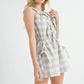 MABLE Plaid Sleeveless Button Down Romper