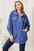 Heimish Cozy Girl Full Size Button Down Shacket Dusty Blue 1XL