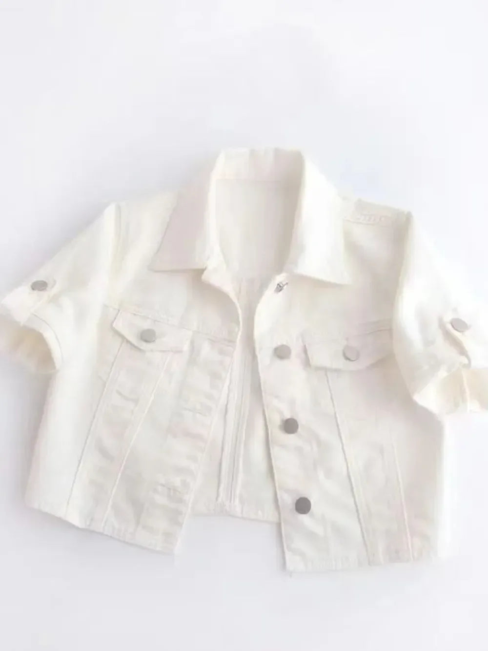 Full Size Cropped Denim Jacket Plus Size - DAVERRI FASHIONS