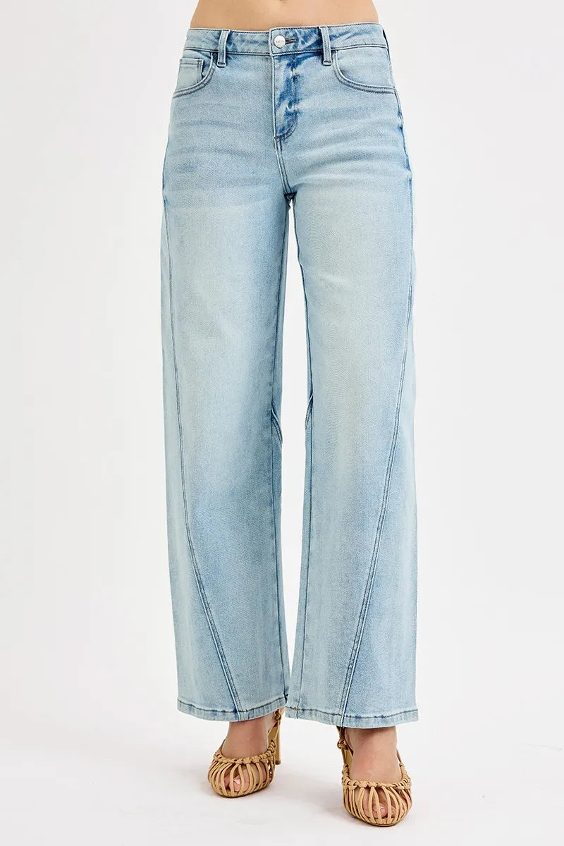 RISEN Full Size Mid Rise Fit Barrel Jeans Jeans