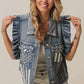 BiBi American Flag Washed Denim Jacket - DAVERRI FASHIONS