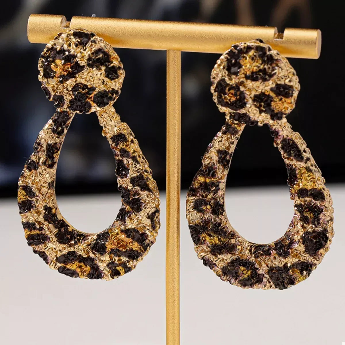18K Gold-Plated Leopard Dangle Earrings - DAVERRI FASHIONS