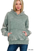 Zenana Fleece Acid Wash Kangaroo Pocket Hoodie - DAVERRI FASHIONS