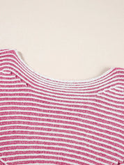 Striped Boat Neck Casual Sweater | Sweaters Daverri Fashions