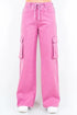 American Bazi Drawstring Wide Leg Cargo Pants Fuchsia Pink Pants