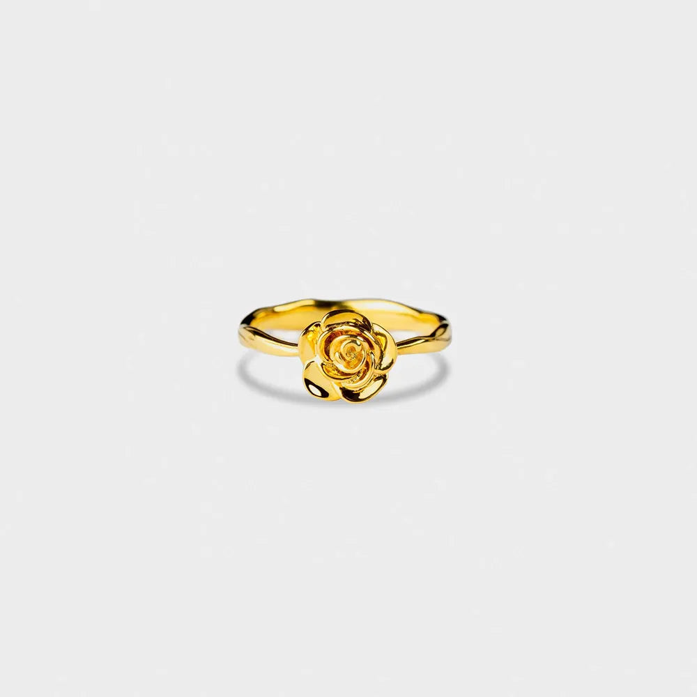 Gold Rose Shape 18K Gold-Plated Ring | Rings Daverri Fashions