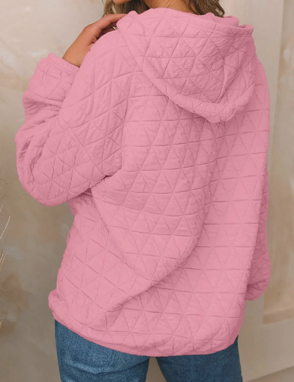 Textured Long Sleeve Hoodie with Pockets | Hoodies Daverri Fashions