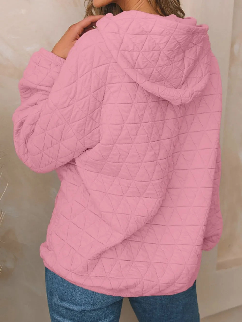 Textured Long Sleeve Hoodie with Pockets | Hoodies Daverri Fashions