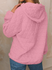 Textured Long Sleeve Hoodie with Pockets | Hoodies Daverri Fashions