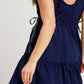 Umgee Frill Drawstring Waist Round Neck Mini Tank Dress Mini Dresses