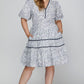 She + Sky Full Size Printed V-Neck Puff Sleeve Tiered Dress Plus Size