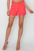 RISEN Plus Size High Rise Cuffed Denim Shorts Coral Denim Shorts