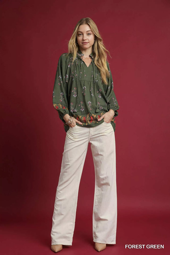 Umgee Floral Boho Peasant Blouse | Blouses Daverri Fashions