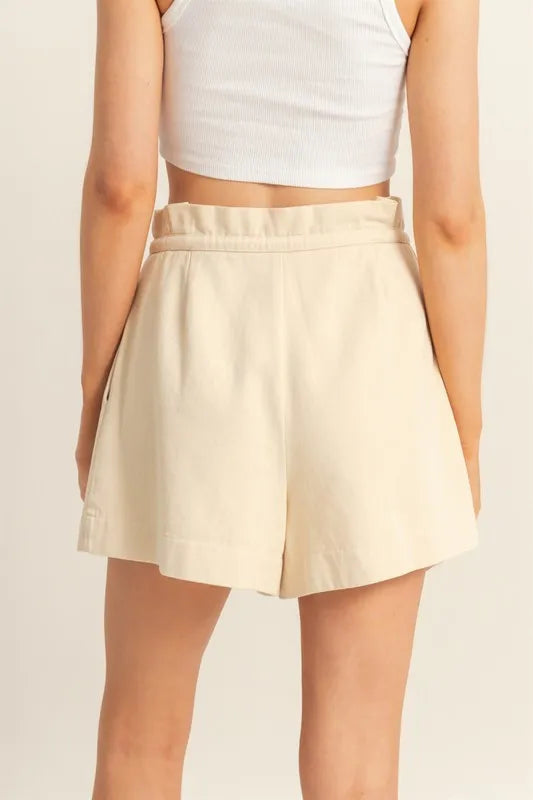 HYFVE High-Waisted Washed Twill Paperbag Shorts Shorts
