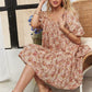 ADORA Floral Square Neck Puff Sleeve Dress