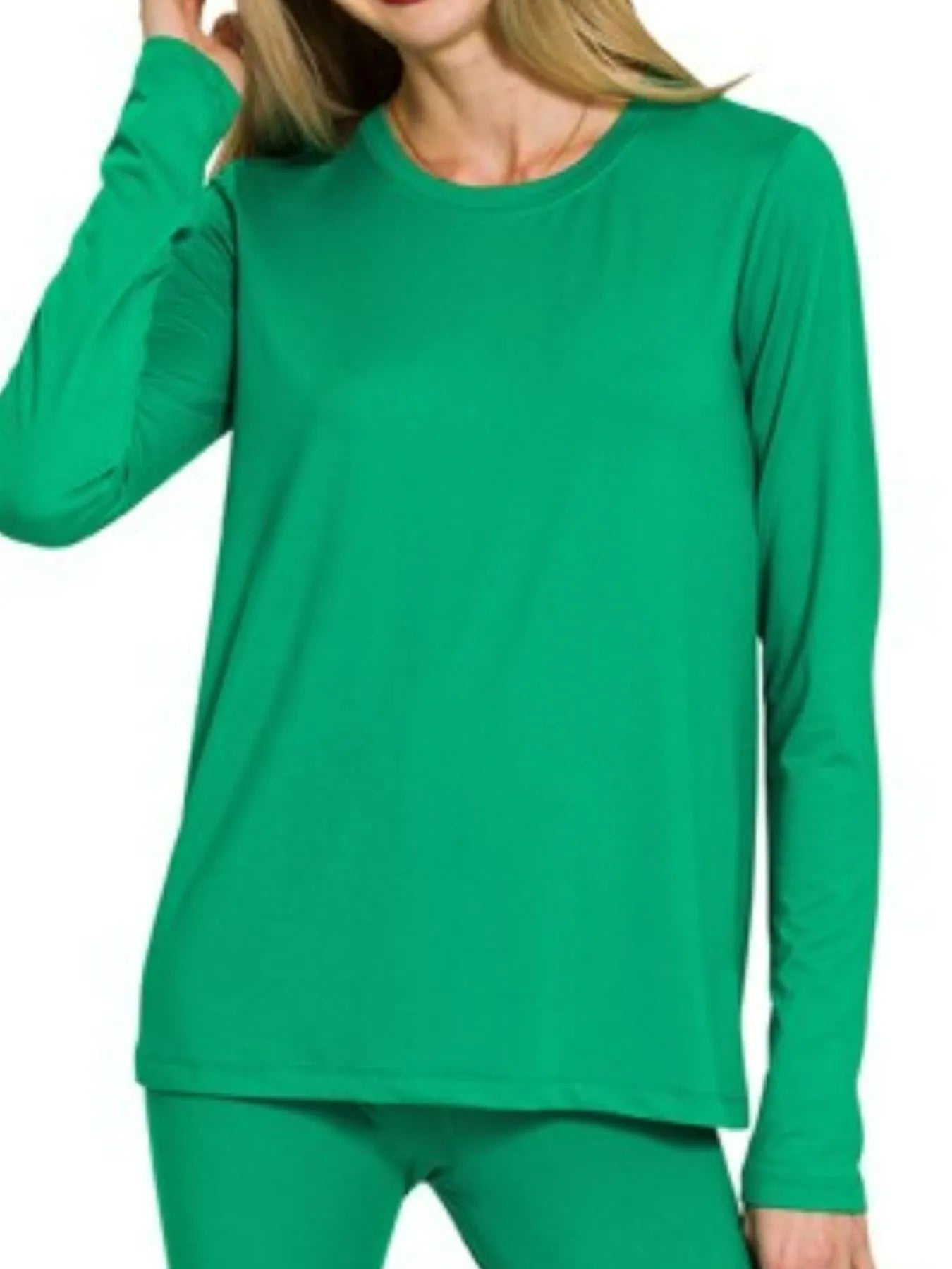 Zenana Microfiber Round Neck Top and Leggings Set | Loungewear Sets Daverri Fashions