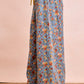 BiBi Floral Printed Drawstring Wide Pants in light blue with yellow drawstring