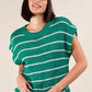 VERY J Striped Knit Sweater Vest Top Kelly Green
