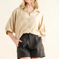 And The Why Oversized Linen Button Down Shirts Top - DAVERRI FASHIONS