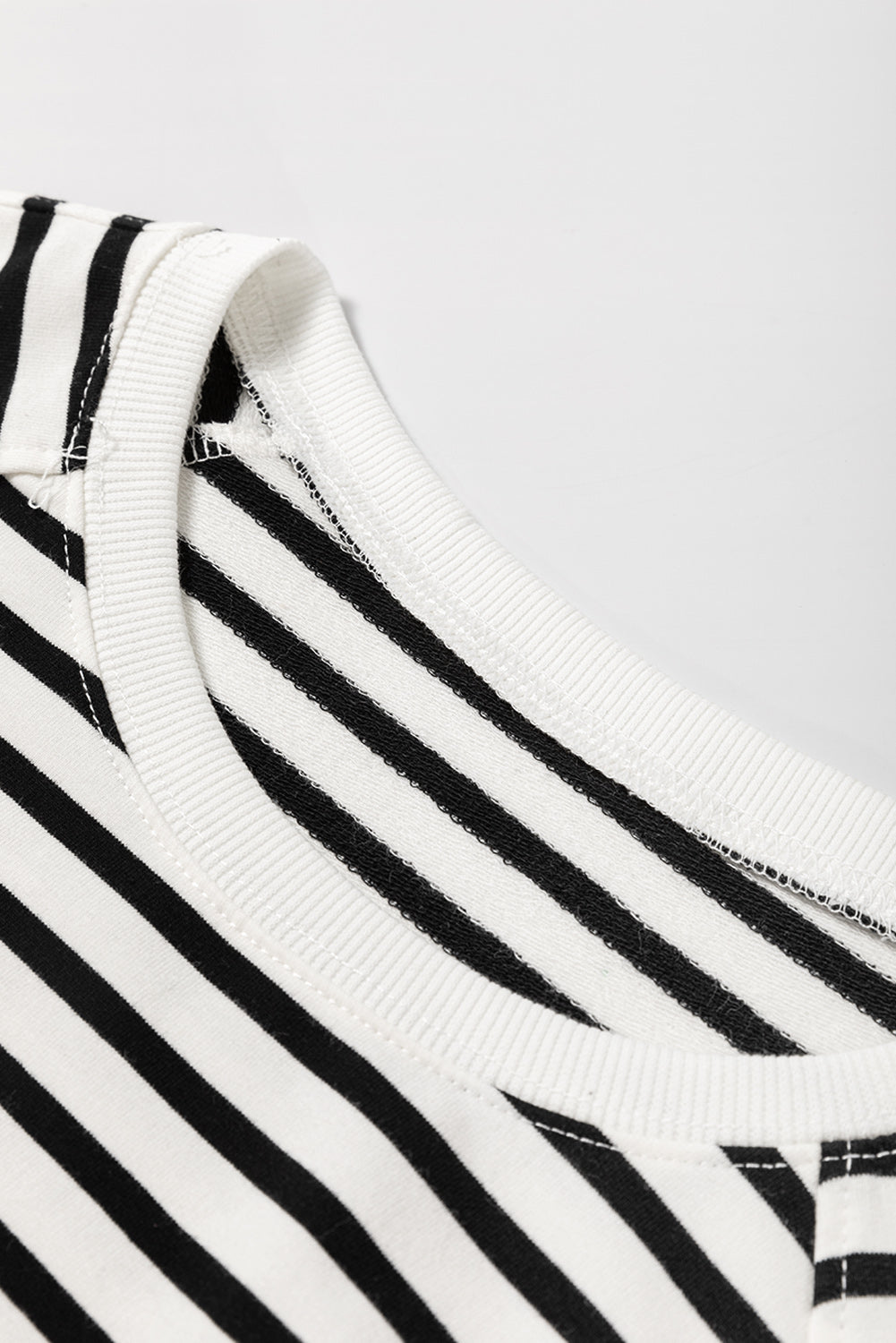 Black and white striped cotton raglan sleeve oversized sweatshirt